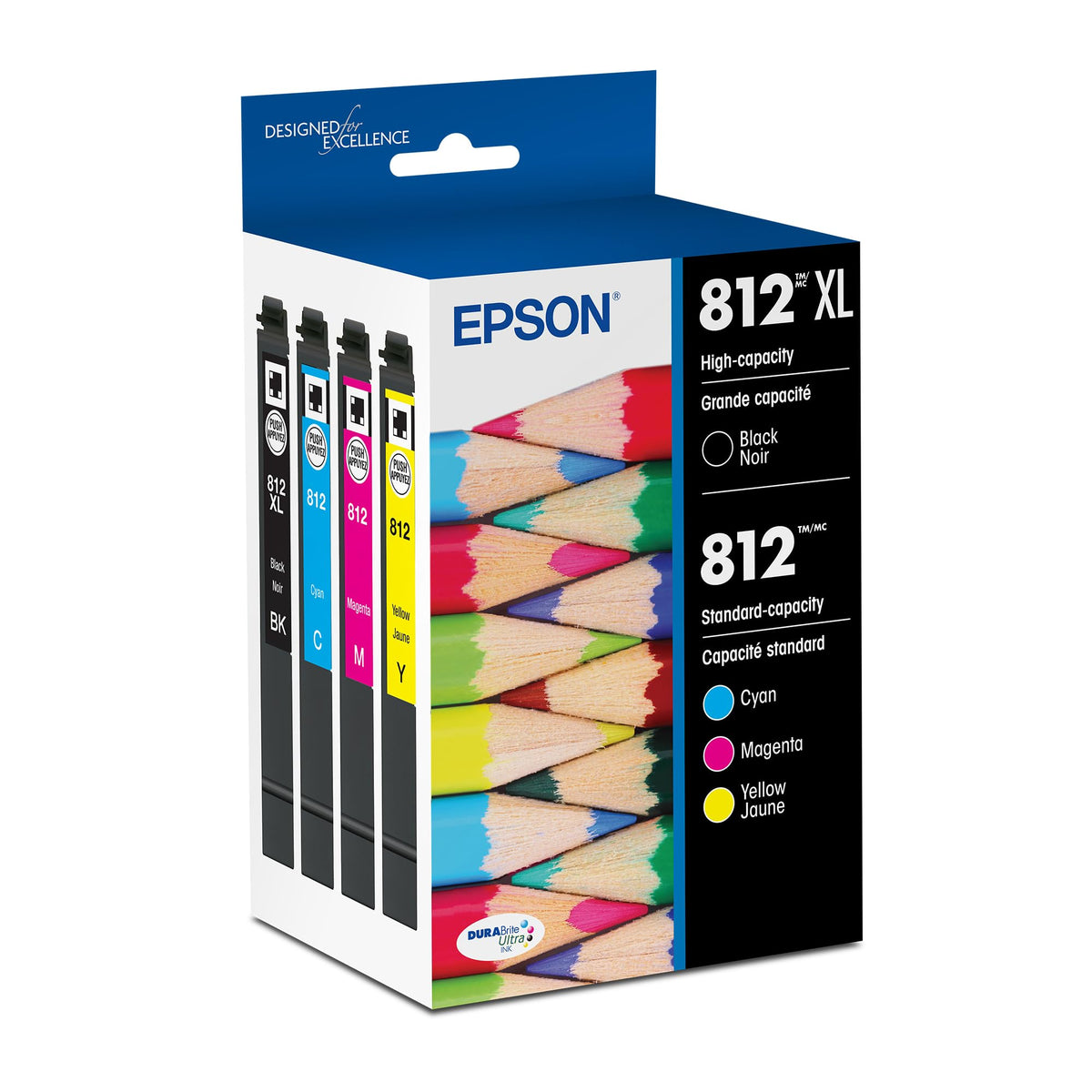 Epson 812 Genuine Ink Cartridge XL Black and Standard Color Combo Pack | Works With WorkForce Pro WF-7310 WF-7820 WF-7840 EC-C7000 Printers