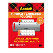 Scotch Thermal Laminating Pouches, 200 Count, Clear, 3 mil. | Ideal Office or School Supplies, Fits Letter Sized Paper (8.9 in. × 11.4 in.)