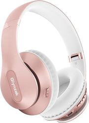 Glynzak Wireless Bluetooth Headphones Over Ear V6.0 HiFi Stereo with Mic | 65H Playtime 6EQ Modes Foldable Bluetooth Headset with Microphone for Travel Smartphone Computer Laptop Rose Gold