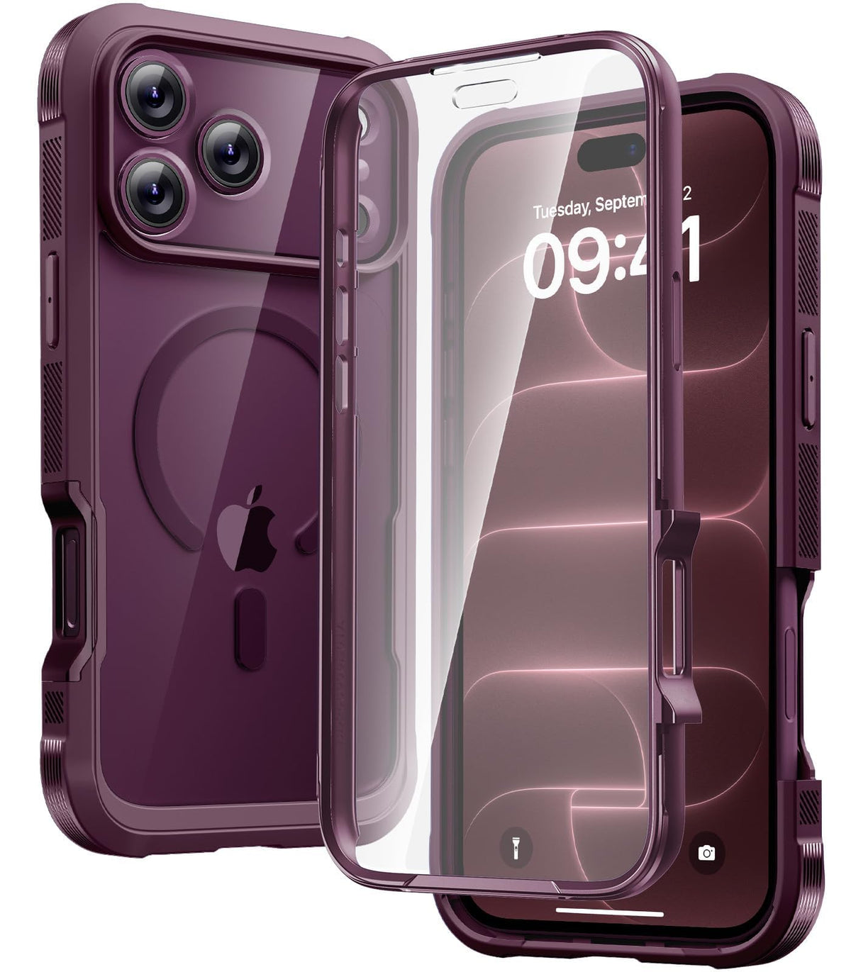 Diaclara Magnetic for iPhone 18 Pro Case with Screen Protector, Burgundy | Fit for MagSafe, Built‑in Anti‑Scratch Touch‑Sensitive Screen Protector, 360° Dual‑Layer Rugged, Mil‑Grade Drop Protection