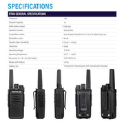 Retevis RT68 Business FRS Walkie Talkies Long Range with Earpieces 6 Pack | Rugged & Compact, License-Free, Powerful 500mW Speaker, 12-Hour Battery, Long-Term Supply, for Schools, Retail & Hospitality