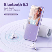 AGPTEK 64GB MP3 Player with Bluetooth, M3 2.4'' Player with Speaker | with FM Radio, Touch Buttons, Supports Up to 128GB(Purple)