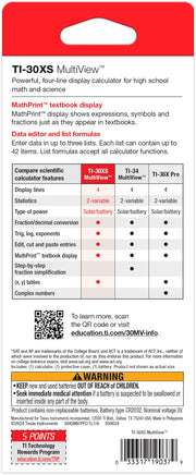 Texas Instruments TI-30XS MultiView Scientific Calculator | Powerful, four-line scientific calculator for high school math and science