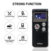 Digital Voice Recorders 8GB Audio Recorder Voice Activated Recorder for Lectures, Meetings, Interviews Recording Device with Microphone USB Cable, MP3 Player (8GB