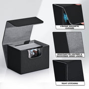 ZLCA MTG Deck Box Holds 120+ Single Sleeved Cards Commander Deck Box | Card Deck Box for Trading Cards Magnetic Card Storage Box Fits for Magic the Gathering TCG CCG (Black)