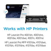 HP 148A Black LaserJet Toner Cartridge | This Cartridge Works LaserJet Pro 4001, MFP 4101 | W1480A