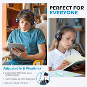 AILIHEN C8 Kids Wired Headphones with Mic for School, 3.5mm Jack, BlackBlue | On Ear Headsets and Volume Control Foldable, Corded Computer Chromebook for Children Teens Classroom Online Learning Travel