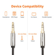 Amazon Basics 3.5mm Male-to-Male Stereo Audio Cable for Speakers, Home Stereos, Car Stereo, Tablets and Smartphones, Gold-Plated Plugs, 4 Foot, Black