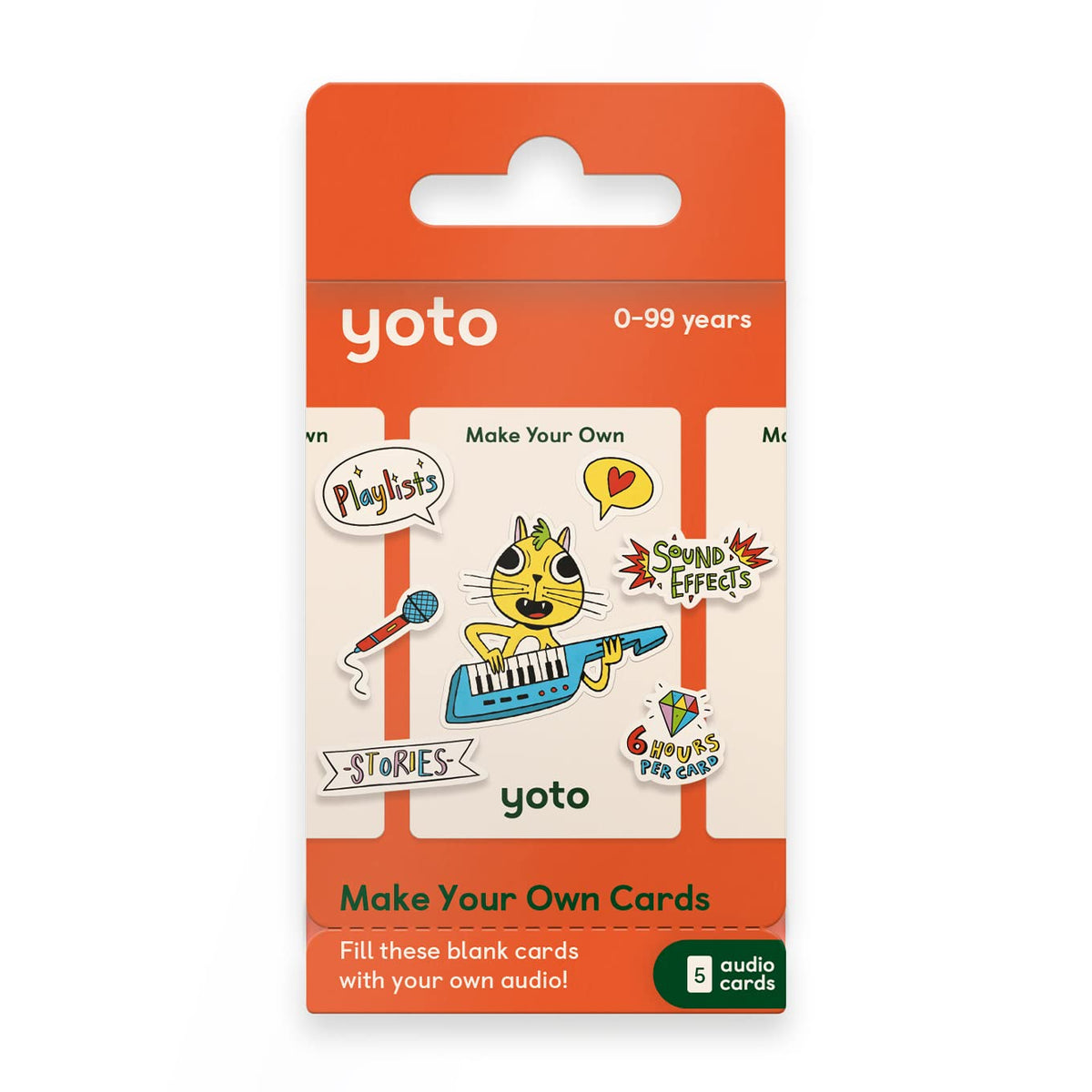 YOTO Make Your Own Cards - 5 Blank Audio Cards for Kids, All Ages | Record your own stories, music, podcasts, birthday, messages | 5 blank cards for Yoto Player and Mini | creative gift