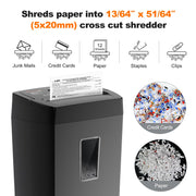 Bonsaii 12-Sheet Cross Cut Paper Shredder, 5.5 Gal Home Office Heavy Duty Shredder for Paper, Credit Card, Mail, Staples, with Transparent Window, High Security Level P-4 (C275-A)