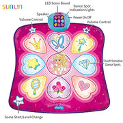 SUNLIN Dance Mat for Girls Ages 3-8, Interactive Dancing Game Pad, Pink | Dance Mixer Rhythm Step Playmat with LED Lights, Adjustable Volume, Built-in Music, Birthday Gift for Girls 3 4 5 6 Years Old