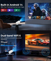 Magcubic Mini Projector with WiFi and Bluetooth, 4K Support Smart Portable Projector, Small Proyector with 200ANSl & AutoKeystone, 180° Rotation HY300Pro Video Proyector for Bedroom, Movie, Outdoor
