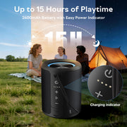 DUDGSIS Portable Bluetooth Speaker, 20W Stereo, IPX7 Waterproof, RGB Light | 15H Playtime, Bluetooth 5.3, TWS Pairing & AUX Input; Compact Outdoor Speaker for Shower, Pool, Beach & Hiking