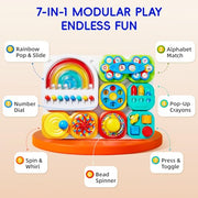 auby Busy Board 3.0 Detachable & Assemblable Toy for Toddlers 1+ | Portable Learning Activity Board with 7 Travel-Friendly Tools, Fine Motor Skills Development