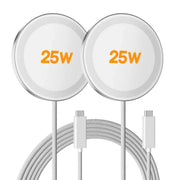 MagSafe 25W Wireless Charger for Apple Magnetic Fast Charging Pad | Compatible for iPhone Duo 18 17 17e 16 16e 15 14 13 12 Pro Max - AirPods-Slim Portable for Travel Bedside - 2 Pack, White
