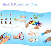 Childom Wooden Musical Instruments Set, Preschool Percussion Instrument Kit | Educational Music Learning Toy Set, Christmas Birthday Gift for Boys and Girls Ages 3 and Up, Includes Xylophone,Bells & Drum