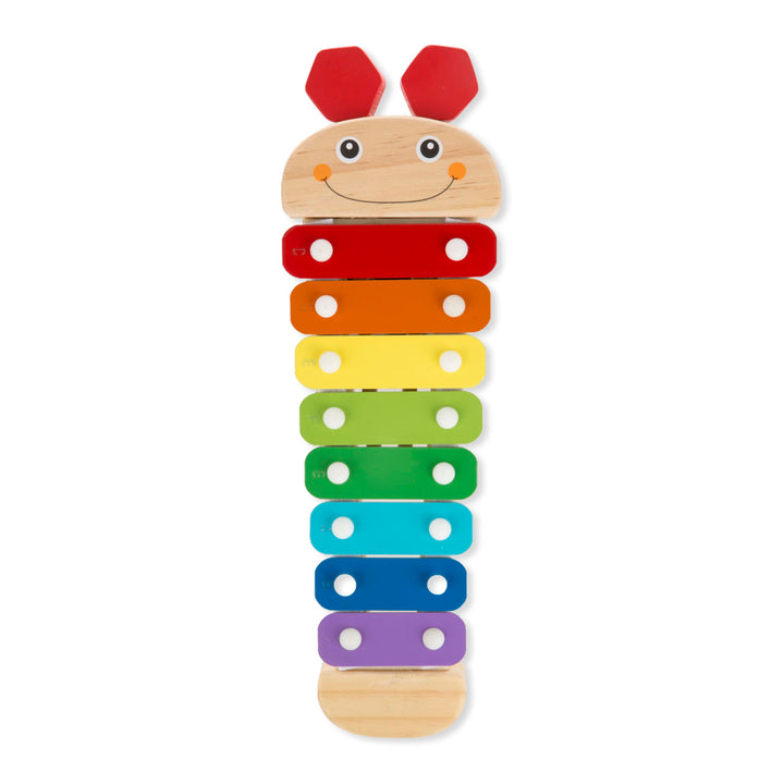 Melissa & Doug Caterpillar Wooden Xylophone Musical Toy Set | 4 Pieces, Rainbow Xylophone, 2 Self-Storing Wooden Mallets, Song Card, Musical Pretend Play, Preschool Toys for Kids, Ages 3+