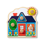 Melissa & Doug First Shapes Jumbo Knob Wooden Peg Puzzle | 6 Pieces, Wooden Board, 5 Extra-Thick Shape Pegs, Matching & Sorting Play, Montessori Inspired Toddler Toys for Kids, Ages 1+