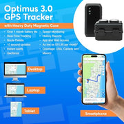 Optimus 3.0 GPS Tracker Bundle - Vehicle & Asset Tracking - 1+ Mo Battery | Up to 2 Months Battery with Heavy Duty Waterproof Case and Powerful Magnets included perfect for Vehicles and Assets