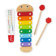 Melissa & Doug Caterpillar Wooden Xylophone Musical Toy Set | 4 Pieces, Rainbow Xylophone, 2 Self-Storing Wooden Mallets, Song Card, Musical Pretend Play, Preschool Toys for Kids, Ages 3+