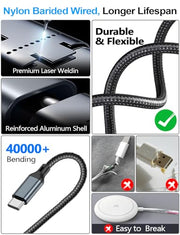 4-in-2 Multi Charging Cable for Apple Watch Charger/iPhone/Samsung Charger | Travel Essentials,Type C/Lightning/iWatch/Micro Charging Power Cable for Galaxy/iPhone/iWatch Ultra/12-2/Airpods[1.2M]