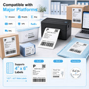Thermal Shipping Label Printer 4x6 Bluetooth Label Maker for Small Business | Wireless Mailing Shipping Printer for USPS UPS Amazon Shopify Etsy - Compatible with iPhone Android Windows & Mac (Black)
