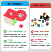 3x3 Speed Cube Stickerless with Stand & Tutorial Toy Gift for Boys 6-12 | Problem-Solving Brain Teaser, Easy Turning Sensory Puzzle Basket Stuffers STEM Educational