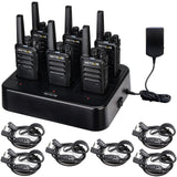 Retevis RT68 Business FRS Walkie Talkies Long Range with Earpieces 6 Pack | Rugged & Compact, License-Free, Powerful 500mW Speaker, 12-Hour Battery, Long-Term Supply, for Schools, Retail & Hospitality