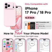 GolbinBox Magnetic for iPhone 18 Pro Case/17 Pro Case, Chalk Pink | Compatible with MagSafe, Camera Protection, Screen Protector, Silicone Shockproof Phone Case, Anti-Scratch Microfiber Lining