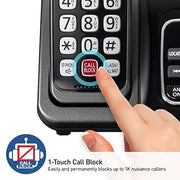 Panasonic Cordless Phone with Answering Machine, 2 Handsets Landline Phone | Home phones landline cordless featuring an answering machine, call block and caller ID, Metallic Black, KX-TGD832M