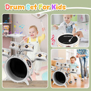 Kids Drum Set for Toddlers 1-3 - 5 Drum Musical Toys for Kids 3-5 Boy Girl | Toddler Musical Toy Drum Set Birthday Christmas Gift Kids Age 3-5 / 5 Drums w Stool Musical Instruments Toy for 3 4 Year Old