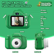 Dinosaur Kids Camera for Boys Girls, Toddler Digital Selfie Camera with Cute Protective Cover and SD Card, Christmas Birthday Gifts Toys for 3 4 5 6 7 8 9 10 11 12 Years Old Little Girls and Boys