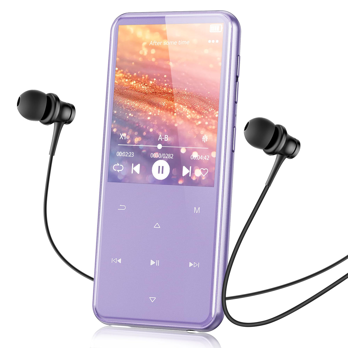 AGPTEK 64GB MP3 Player with Bluetooth, M3 2.4'' Player with Speaker | with FM Radio, Touch Buttons, Supports Up to 128GB(Purple)
