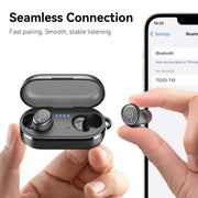 TOZO T10 Wireless Earbuds Powerful Bass Stereo Wireless Charging, APP, IPX8 | Waterproof, 55H Playtime, Ergonomic Design In Ear buds, App Customize EQ, Bluetooth 5.3 Headphones for Work, Travel, Black