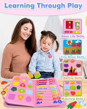 Exorany Busy Board Montessori Toys for Toddler Girl Birthday Gift Busy Book | Airplane Car Travel Toy, Learning Educational Toys, Activity Book, Toddler Activities, Sensory Toys, Fine Motor Skills