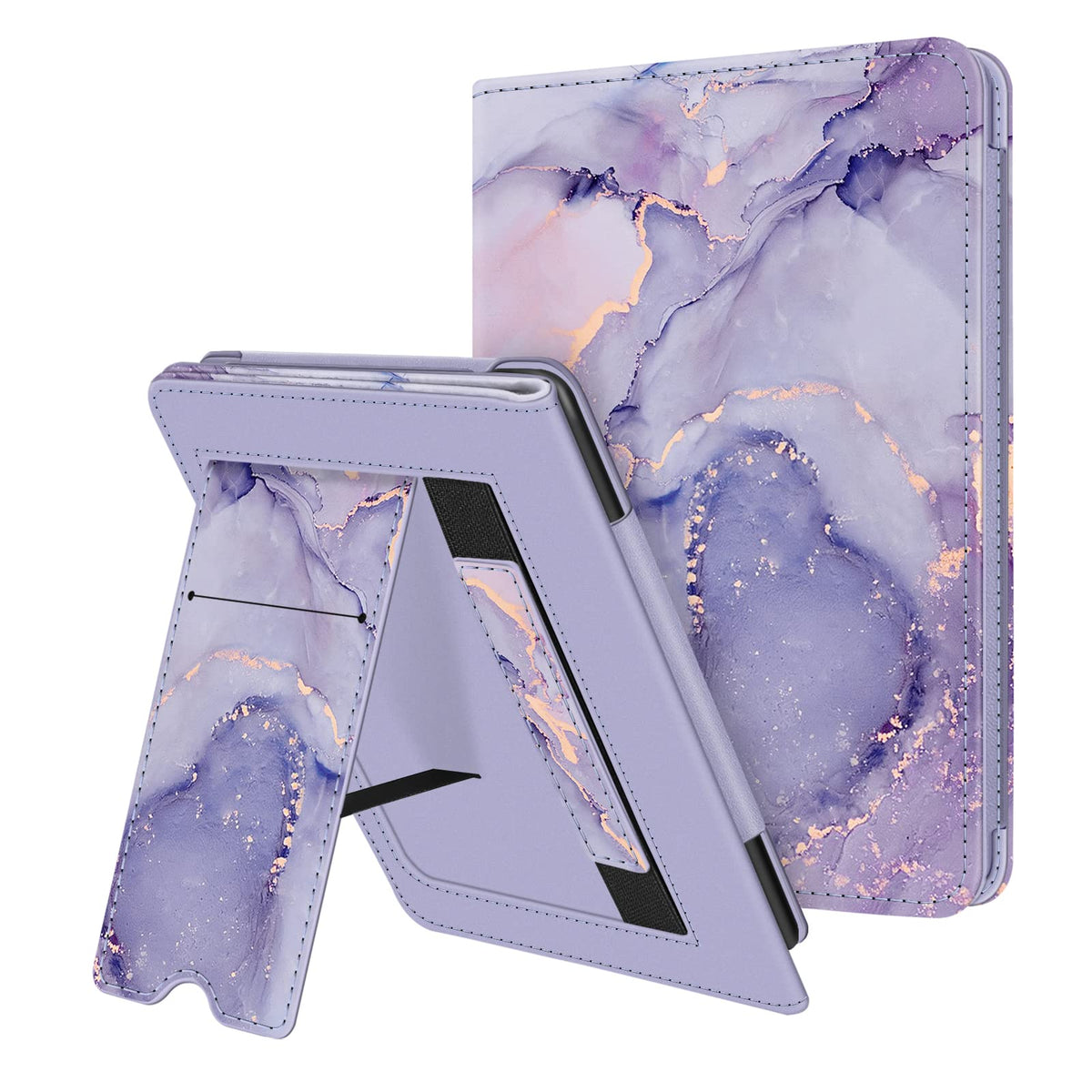 Fintie Stand Case for 6" Kindle 11th Generation 2024/2022, Lilac Marble | Foldable Kickstand PU Leather Cover, Card Slot & Hand Strap, Auto Sleep/Wake, for All-New Kindle 2024/2022 11th Gen e-Reader