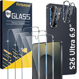 firtstnow 3 Pack for Samsung Galaxy S26 Ultra Screen Protector Tempered Glass + 3 Pack Camera Lens Protector, Military Grade Shatterproof, 9H Hardness, Fingerprint Unlock,Case Friendly 6.9 Inch