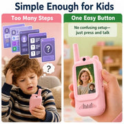 Video Walkie Talkies for Kids, 2 Pack Rechargeable with Screen | No WiFi Auto Pairing, Voice Changer | Indoor Outdoor Toys for Camping & Birthday Gifts for Boys Girls Ages 3-12, 500m Range