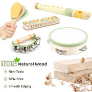 Kids Guitar Set - 8 in 1 Toddler Montessori Musical Instruments | Wooden Baby Ukulele Xylophone Tambourine Maracas Flute, Toy Guitar for Toddler, Mini Guitar Set Toddler Gifts for 2 year