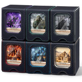 Fabmaker 6 pack Deck Box Compatible with MTG, Display Card Storage Box | Holds 100 Double-Sleeved Cards, Trading Card Deck Case Compatible with Magic the Gathering with PU Leather &Magnetic Closure
