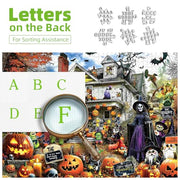 MINIWAN Halloween 1000 Piece Jigsaw Puzzle for Adults, 27.5" x 19.7" | Spooky Haunted House with Pumpkins & Witches, Challenging Fall Decor Puzzle, Unique Gift Idea for Halloween Enthusiasts