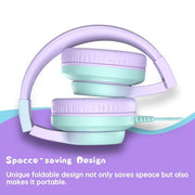 Candy Bila Wired Kids Headphones for School, Over-Ear for Boys Girls | Volume Limiter 85/94dB, HD Stereo Sound, Microphone and Wired Control,Foldable Design, Gradient Purple