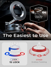 LISEN for MagSafe Car Mount [3800gf Strong Magnet&90+LBS Suction] 360° Adjustable Vacuum Magnetic Phone Holders for Your Car, for iPhone 18 Pro Max 17 16 15 14 13 12 Plus Air for Shower All Smartphone