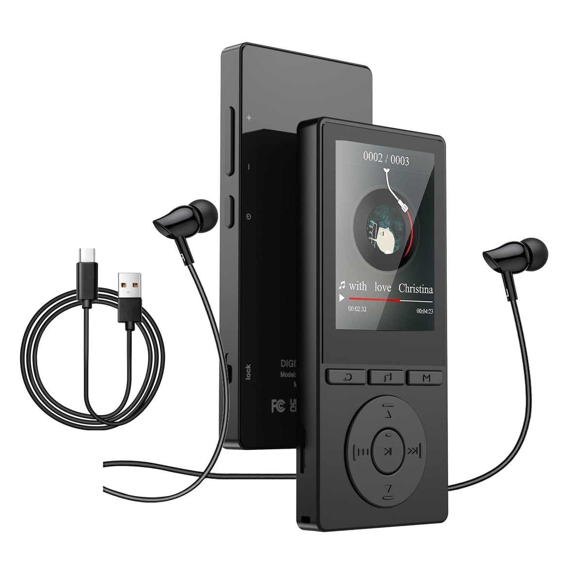 64GB MP3 Player with Bluetooth 5.3, Music Player with HiFi Sound for Sports Runners, 2.4" Screen MP3 Player Built in HD Speaker Voice Recorder FM Radio E-Book, Expanded Up to 128GB, Earphone Included