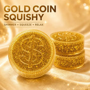Glitter-Filled Gold Coin Squishy Stress Relief Sensory Toy for Adults and Kids