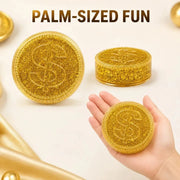 Glitter-Filled Gold Coin Squishy Stress Relief Sensory Toy for Adults and Kids