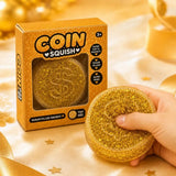 Glitter-Filled Gold Coin Squishy Stress Relief Sensory Toy for Adults and Kids