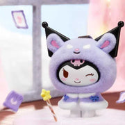 Kuromi Little Cape Series Blind Box Flocked Keychain, Face-Changing Collectible Bag Charm
